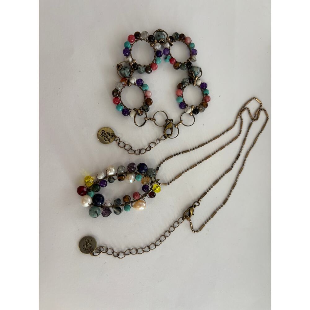 Plunder Brand Jewelry Necklace Bracelet Beaded Natural Stones Boho Cottagecore - Picture 2 of 4
